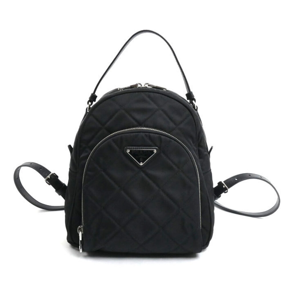 PRADA Tessuto Impunto Backpack/Daypack, Black, 1BZ066 2AS3 F0002, Women's